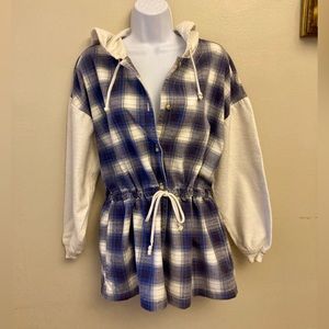 Nuovo County Seat Jeanswear vintage 90’s plaid color-block hoodie size S